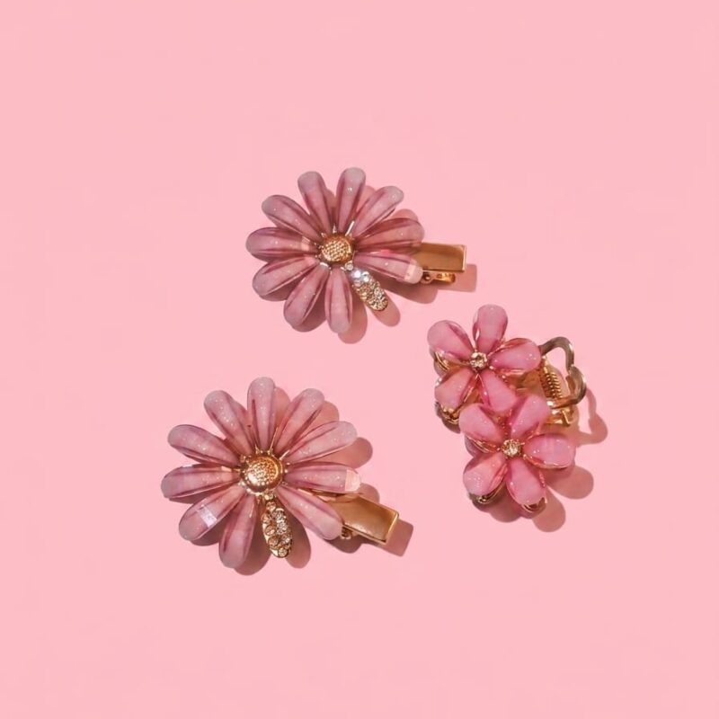 Flower Hair Clips (Plum Color)