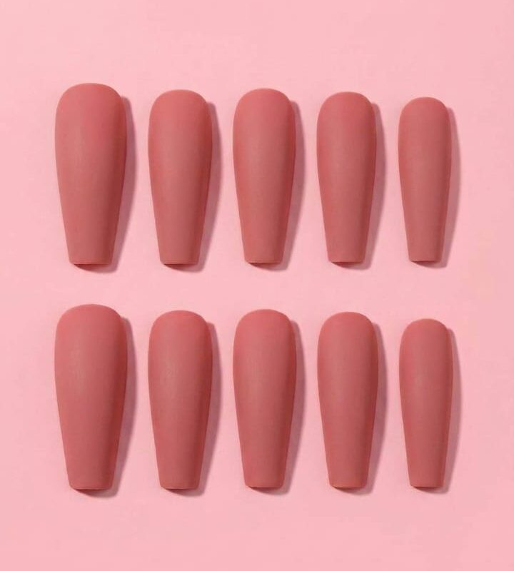 Matte Press-On Nails (Rose-Peachy-Red)