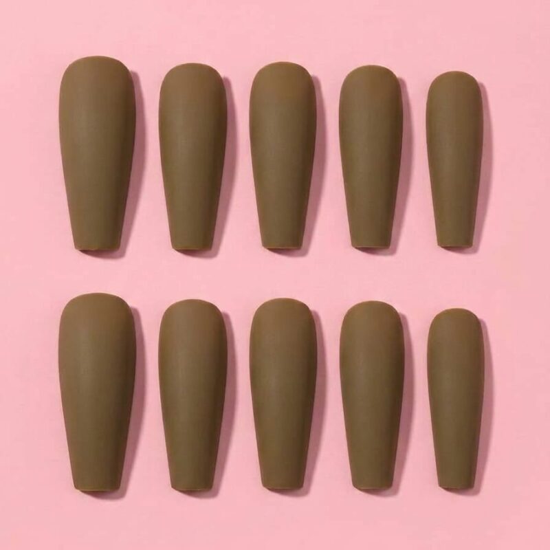 Matte Press-On Nails (Olive Brown)