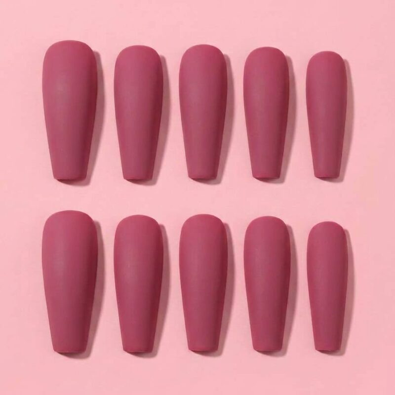 Matte Press-On Nails (Dark Pink)