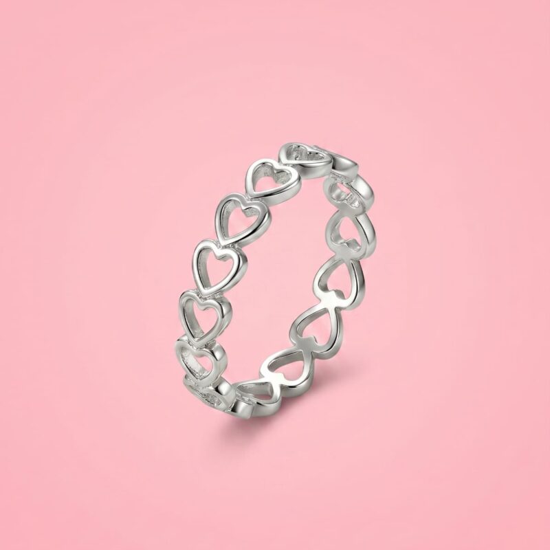 Metallic Heart Ring- Silver (1piece)