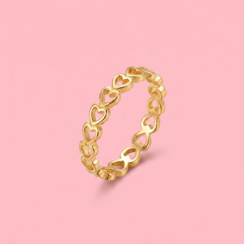 Metallic Heart Ring- Golden (1piece)